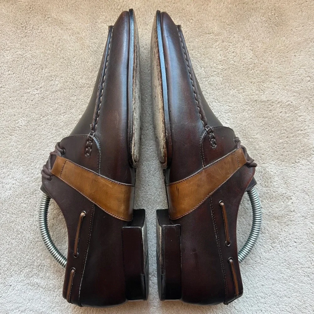 Mezlan Carson Men 8 M Brown & Tan Leather Two Tone Apron Toe Oxford‎ Shoes